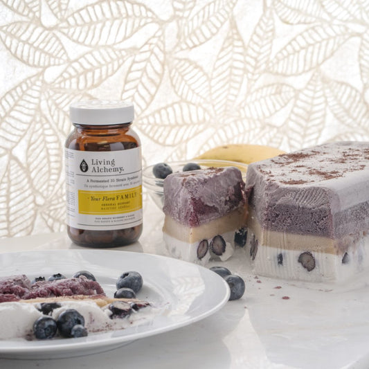 RECIPE: Vegan Raw Probiotic Blueberry Banana Ice Cream Cake