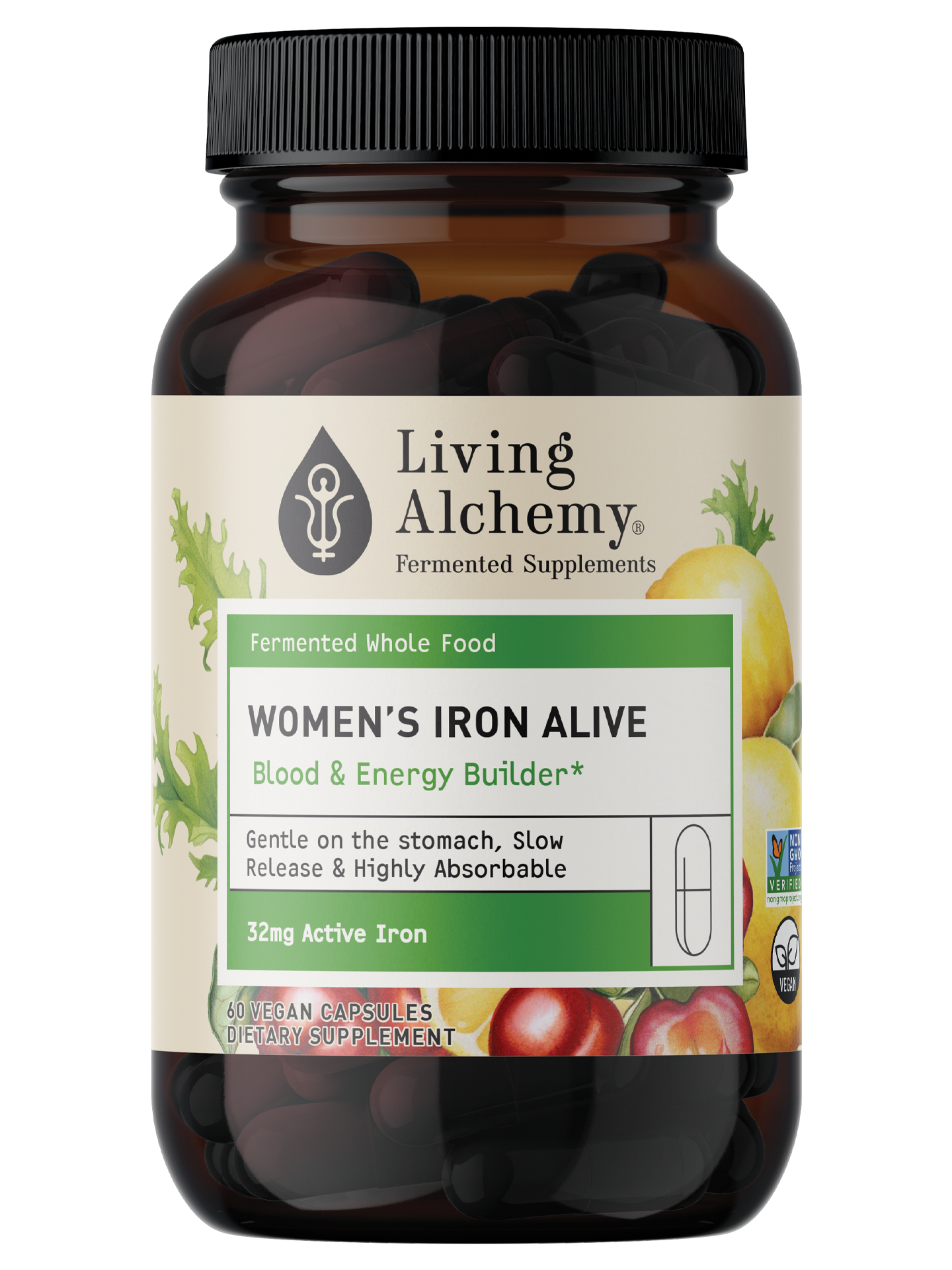 Living Alchemy Women’s Iron packaging with formula details